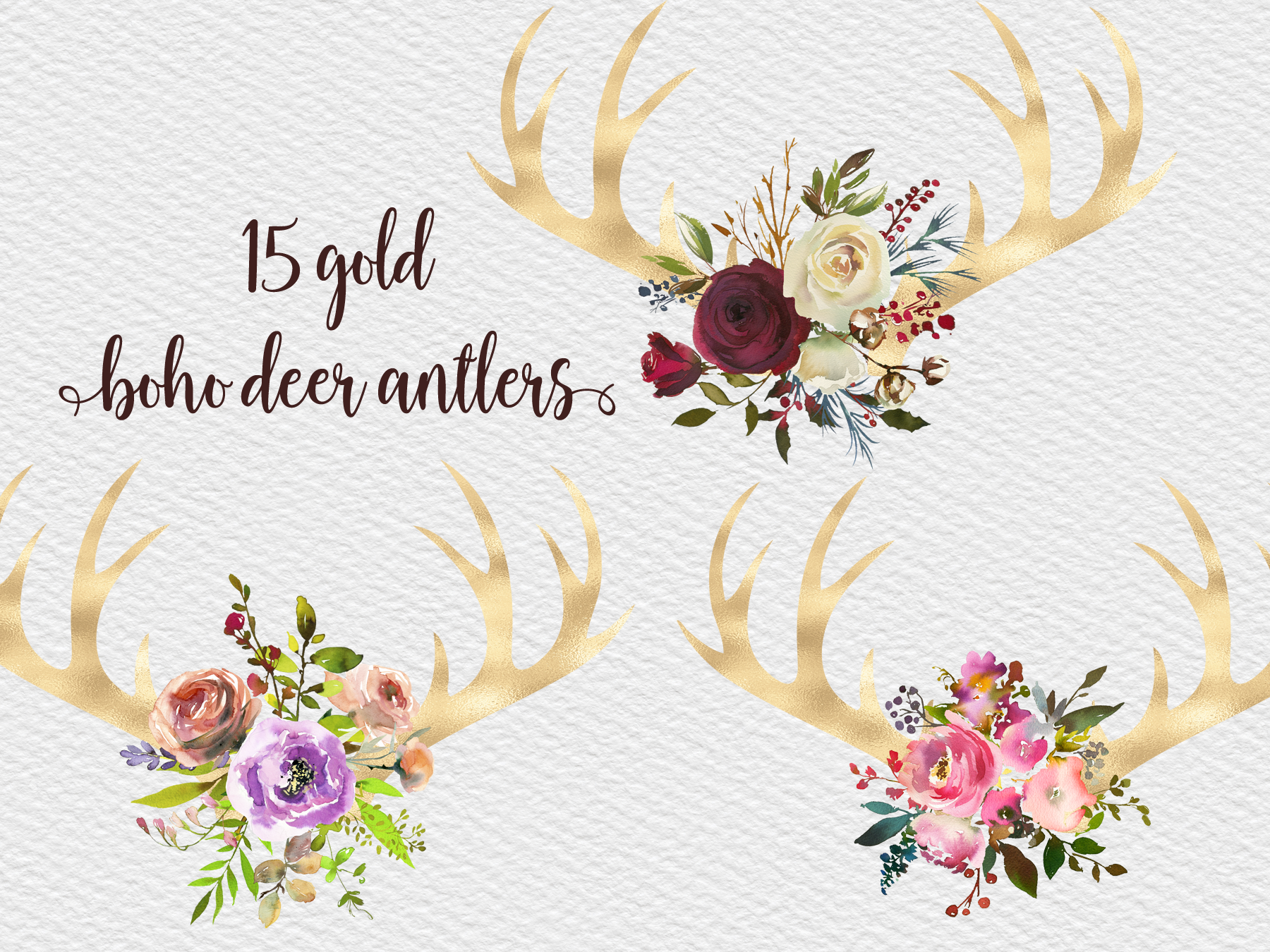 Boho Deer With Flowers Stickers for Junk Journals, Vintage Floral
