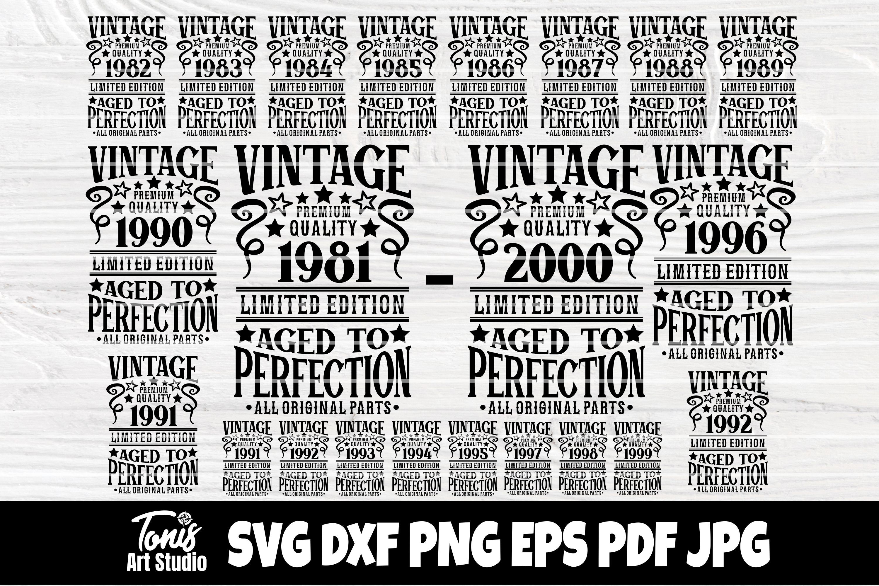 Download Vintage Birthday Svg 1981 2000 Birthday Shirts By Tonisartstudio Thehungryjpeg Com