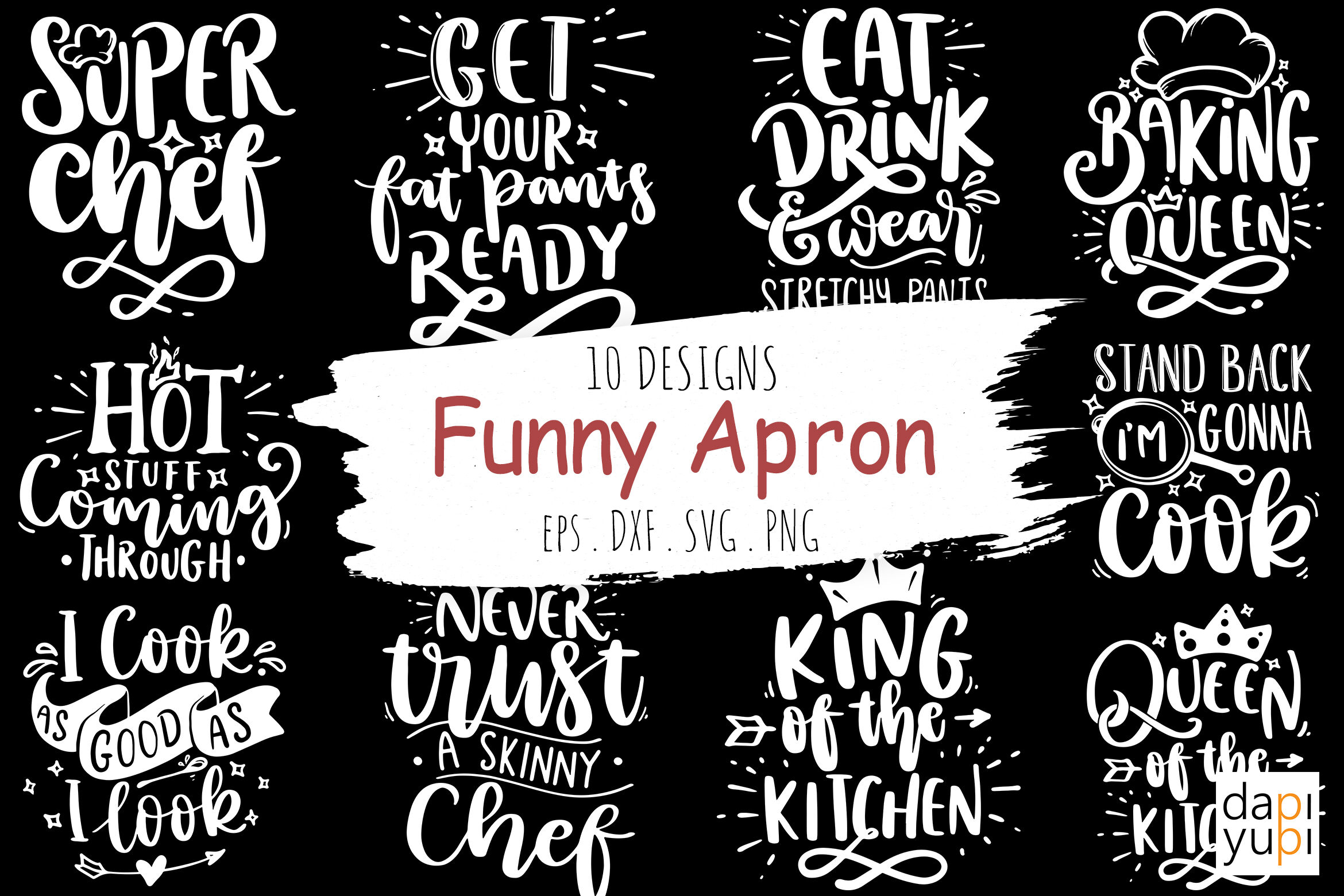 Apron Quotes Svg Bundle, Funny Kitchen Sayings Svg