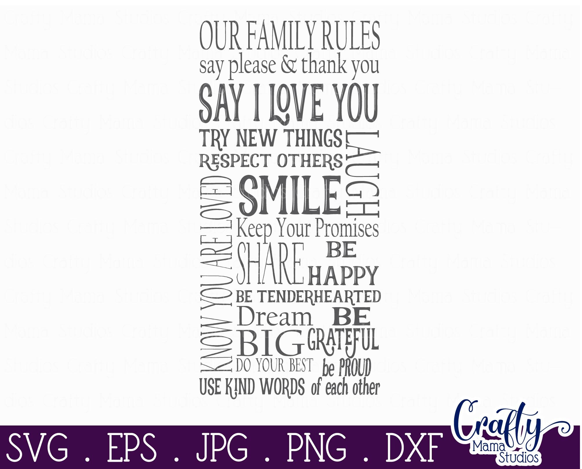 Home Sign Svg Farmhouse Svg Family Family Rules Vertical By Crafty Mama Studios Thehungryjpeg Com