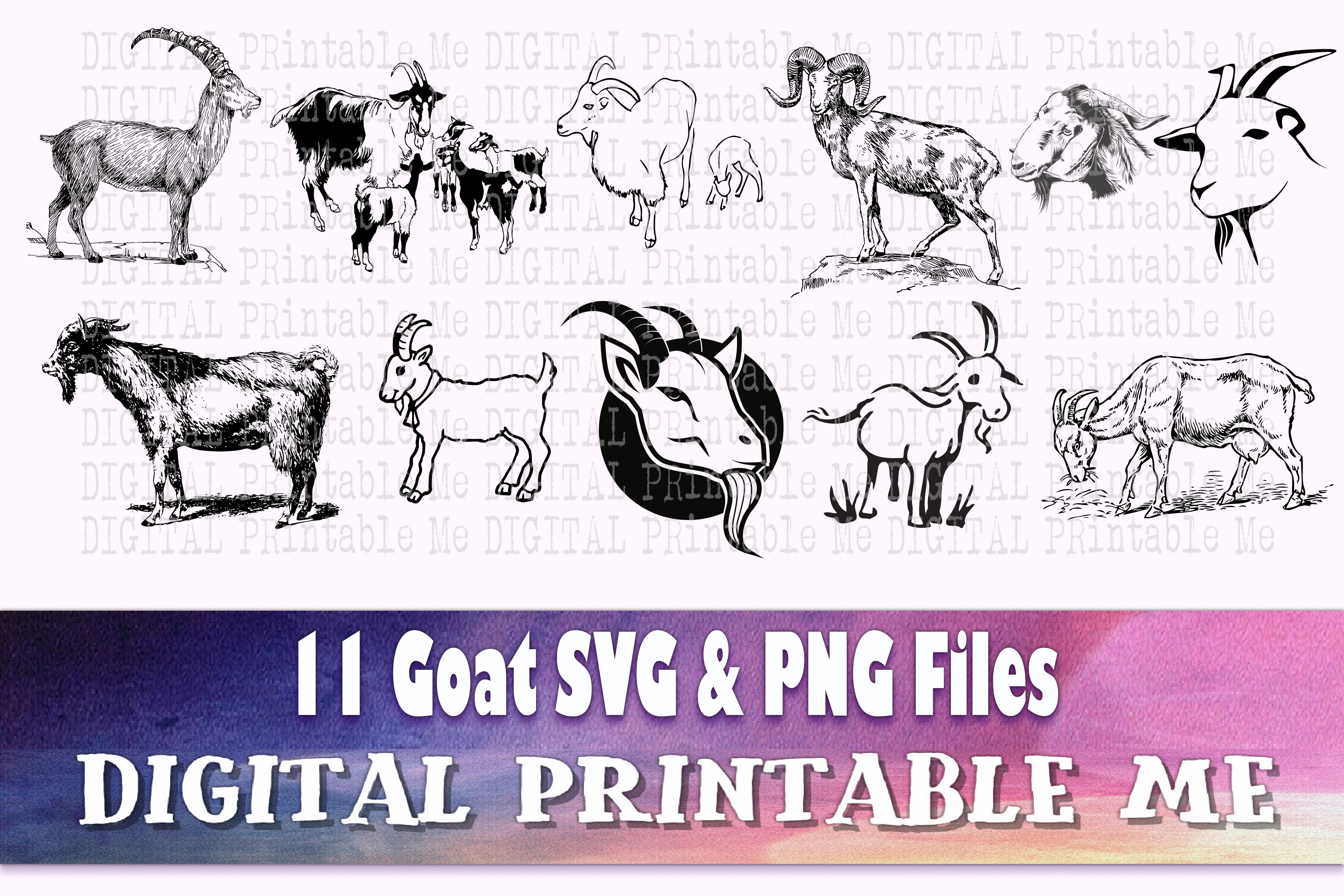 Download Goat Svg Illustration Outline Silhouette Bundle Png Clip Art 11 D By Digitalprintableme Thehungryjpeg Com