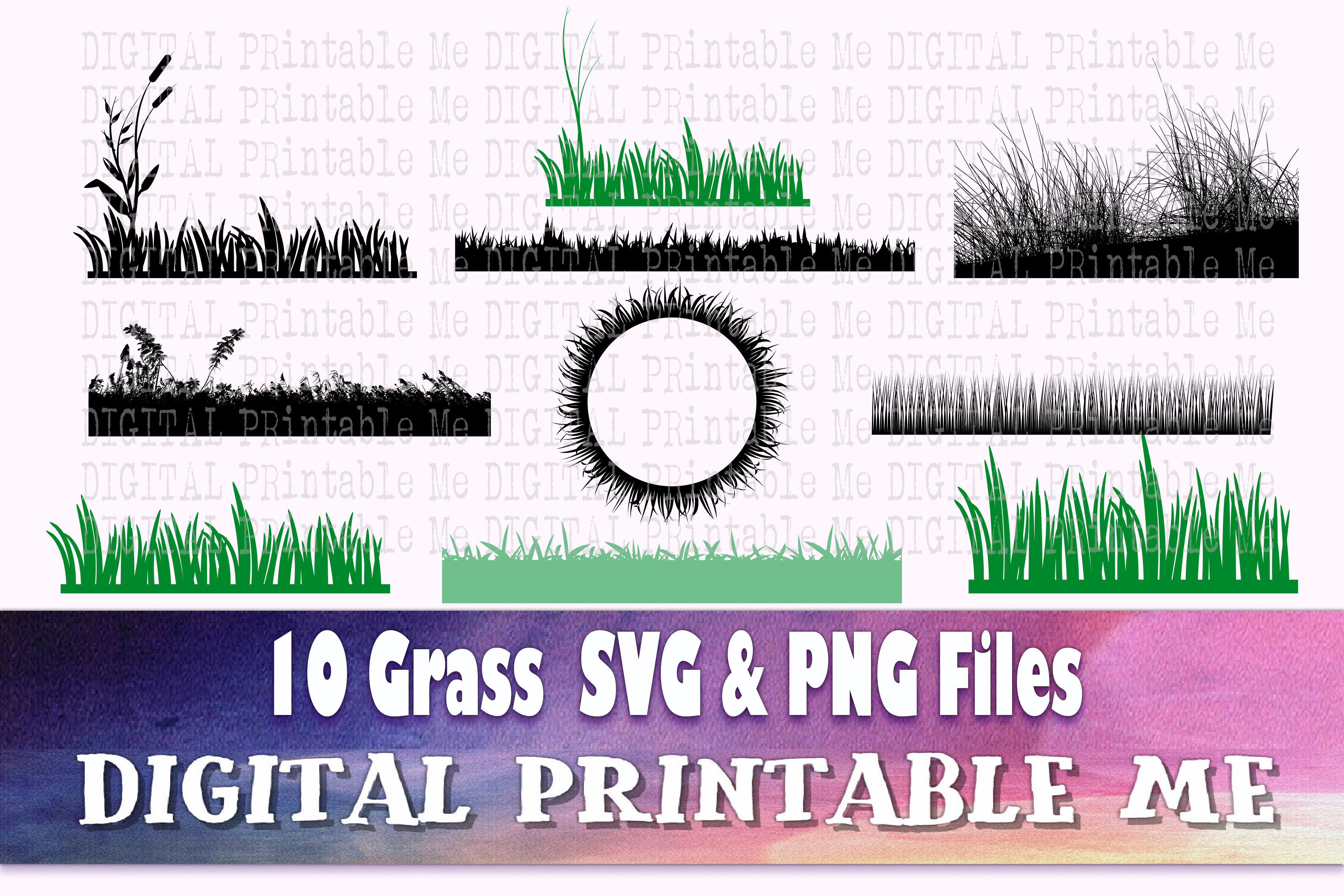 Download Grass Silhouette Field Landscape Svg Bundle Wildflowers Png Clip Ar By Digitalprintableme Thehungryjpeg Com