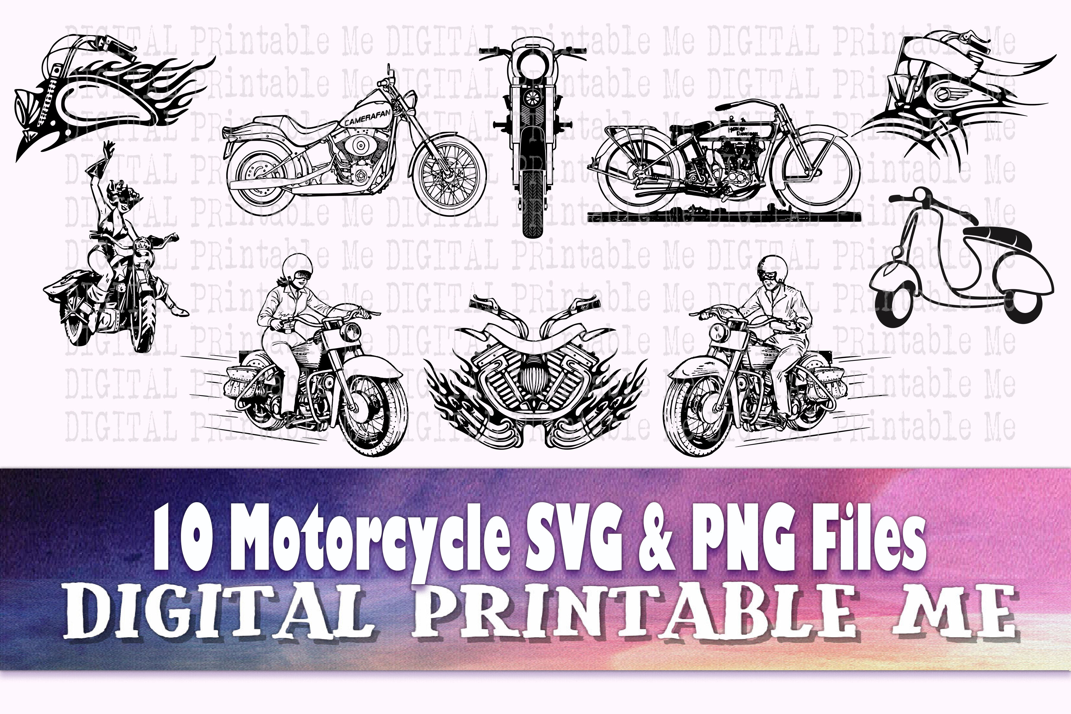 Motorcycle Svg Bundle Silhouette Png Clip Art 5 Digital Biker M By Digitalprintableme Thehungryjpeg Com