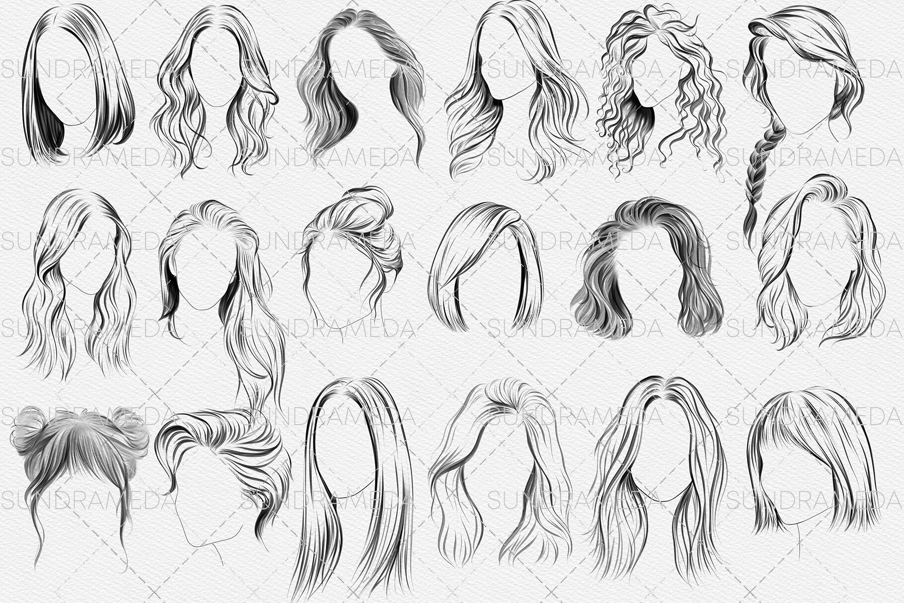 Adobe Photoshop Hairstyle Stamps Brushes By Smotrivnebo Thehungryjpeg Com