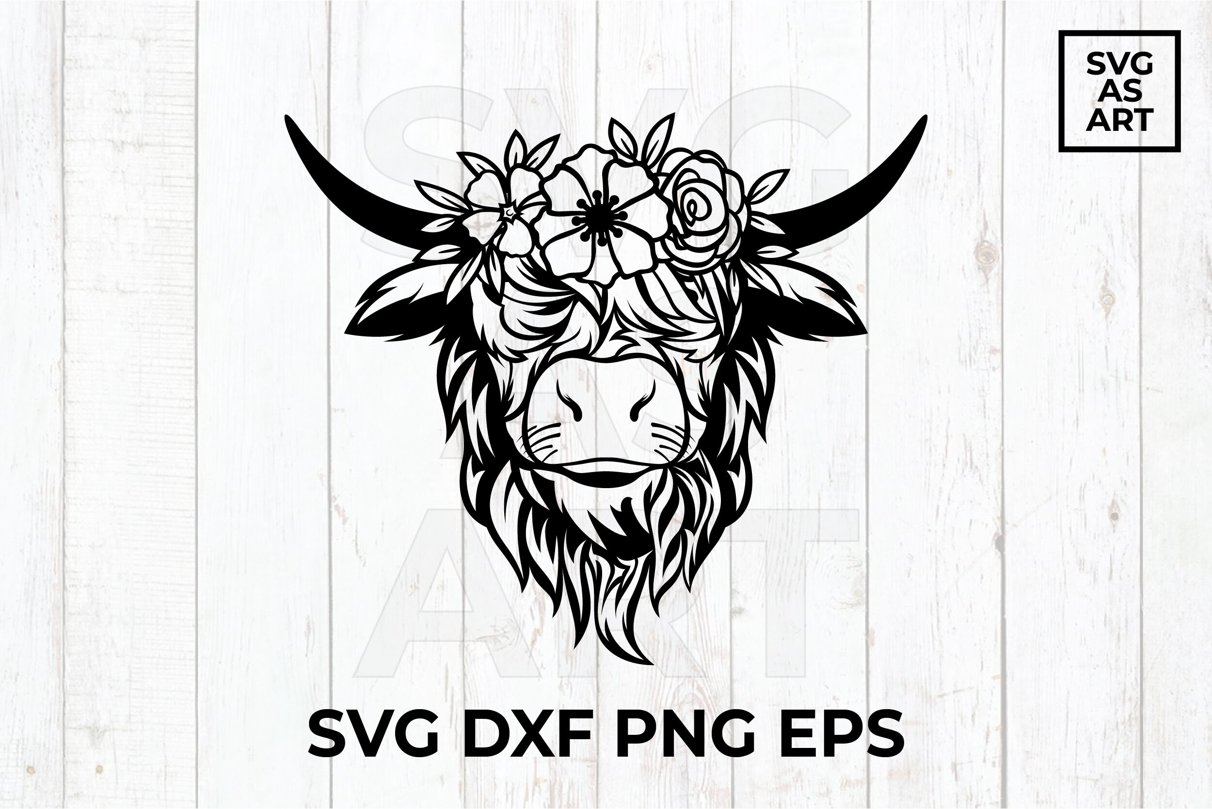 Floral Highland Cow SVG Cut File By SVGandART TheHungryJPEG