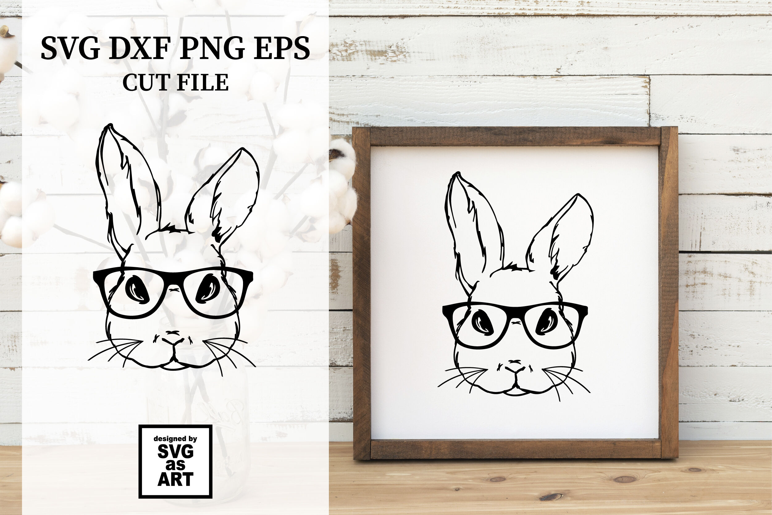Easter Bunny With Glasses SVG Cut File By SVGandART | TheHungryJPEG