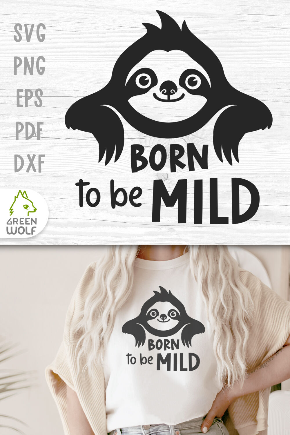 Cute sloth svg Funny quotes Born to be mild Funny t shirt svg designs By  Green Wolf Art | TheHungryJPEG