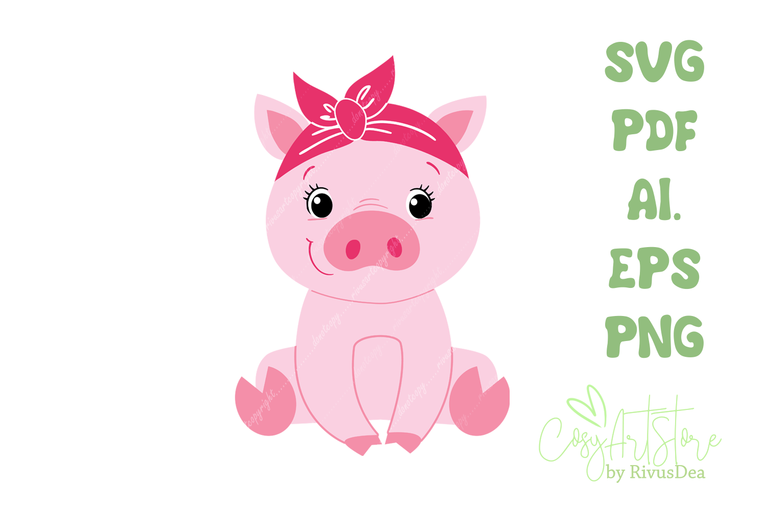 Cute Bandana Pig Svg File Download Baby Piggy In Red Scarf By Rivus Art Thehungryjpeg Com