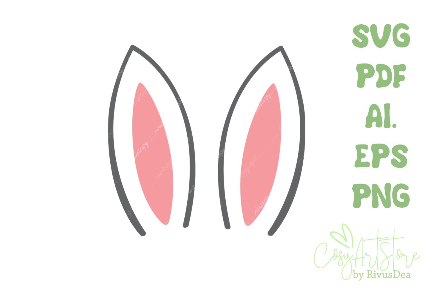 Bunny ears SVG download. Bunny ears PNG clipart. By Rivus Art