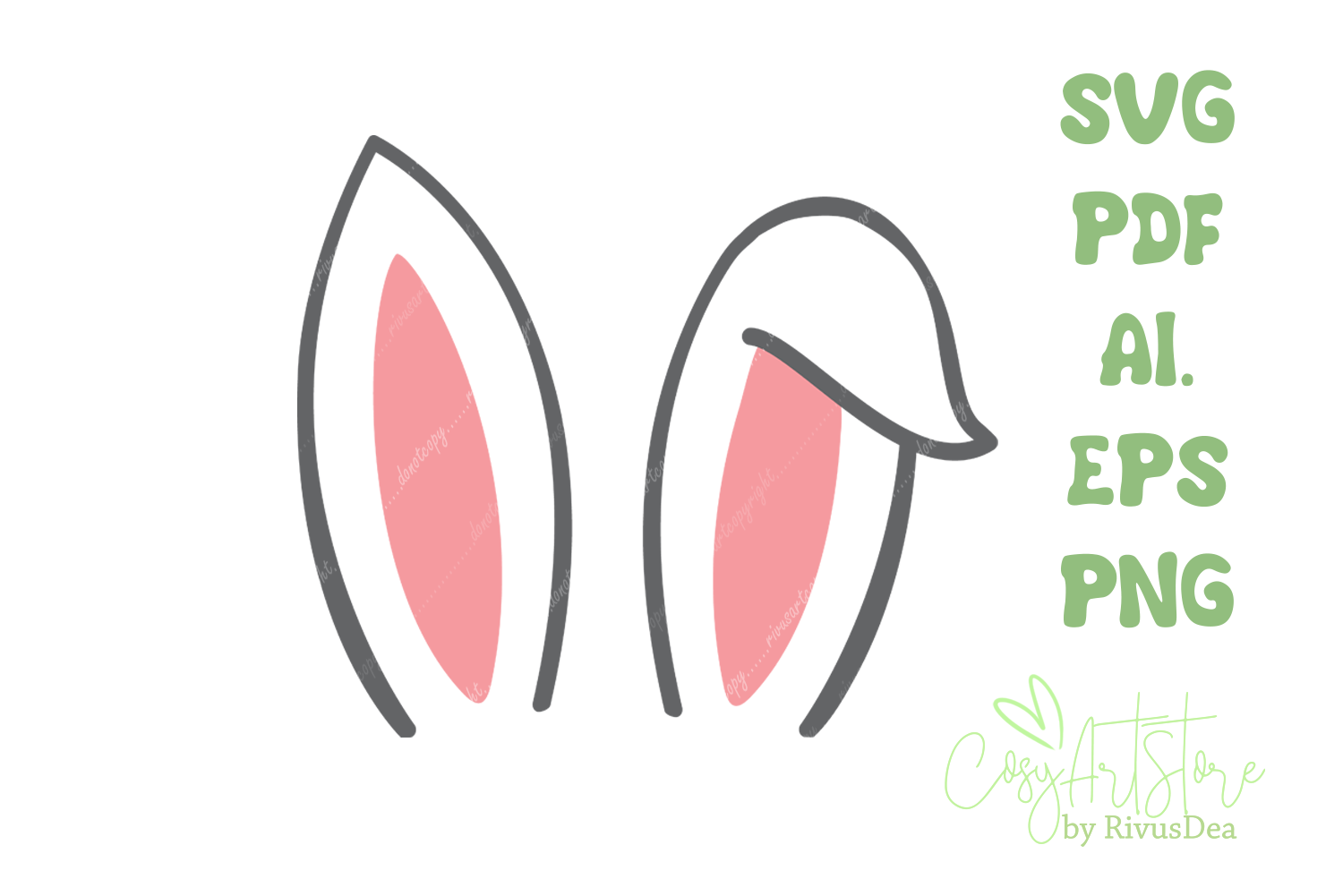 Bunny ears SVG download. Bunny ears PNG clipart. By Rivus Art