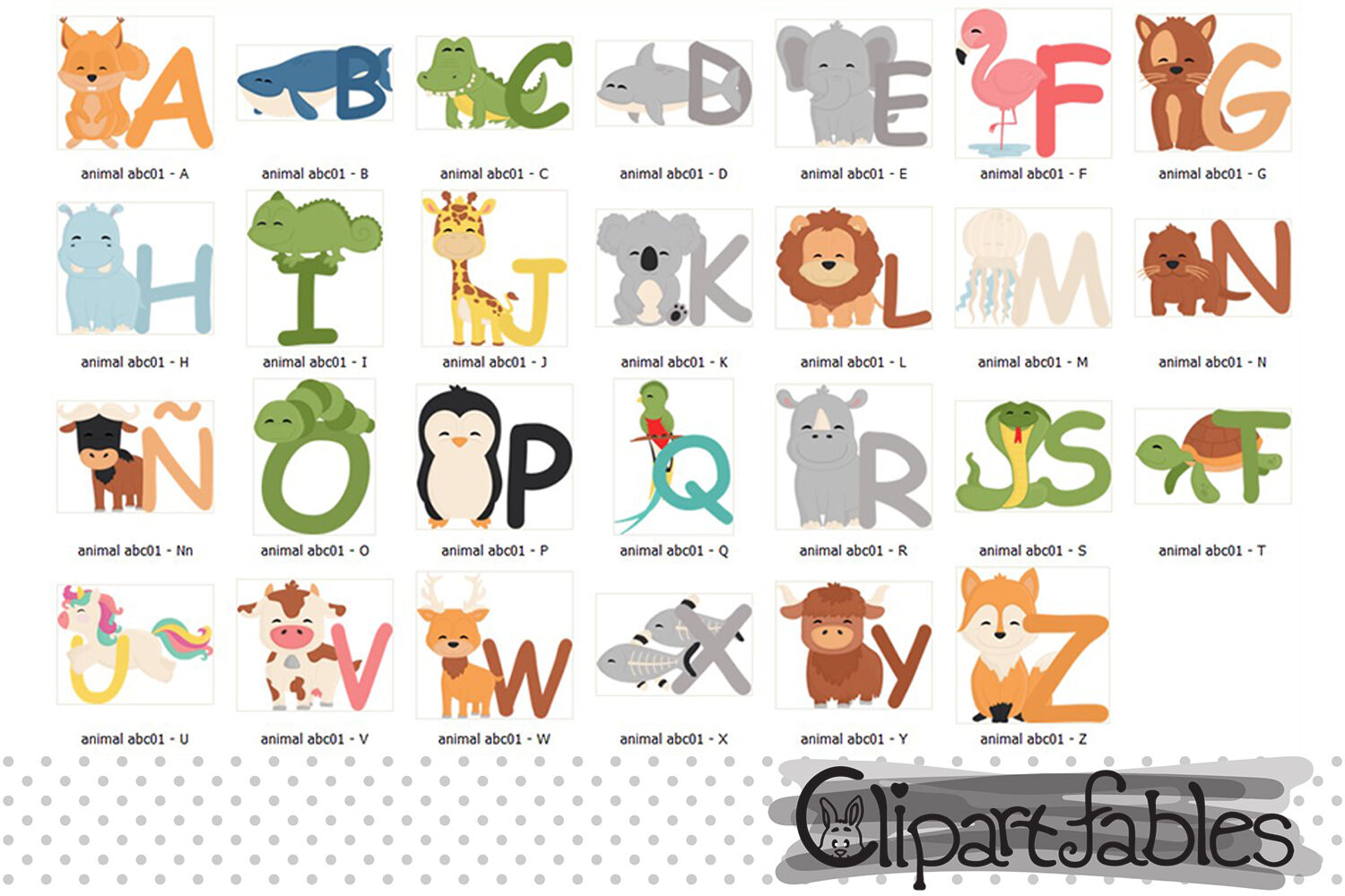 Cute Espanol animal alfabeto, En espanol, Clipart, Spanish ABC By  clipartfables | TheHungryJPEG