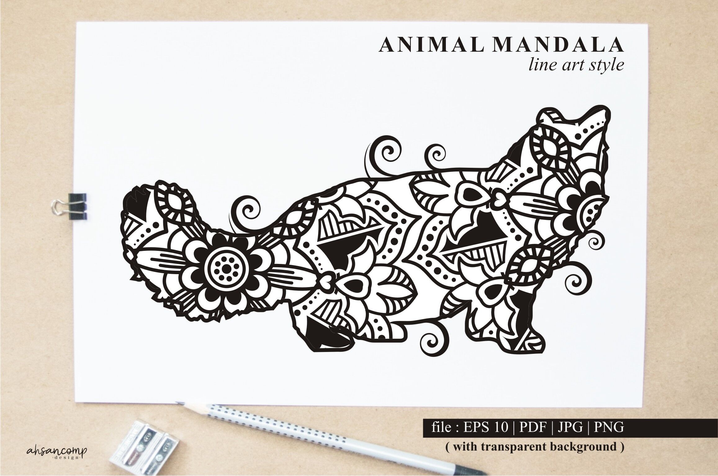 Download Cat Mandala Vector Line Art Style Bundle Vol 2 By Ahsancomp Studio Thehungryjpeg Com