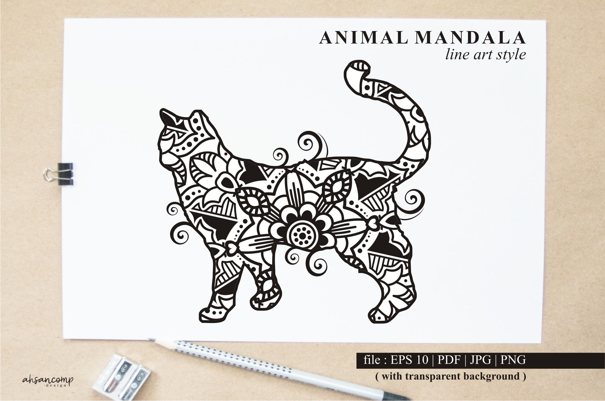 Download Cat Mandala Vector Line Art Style Bundle Vol 2 By Ahsancomp Studio Thehungryjpeg Com