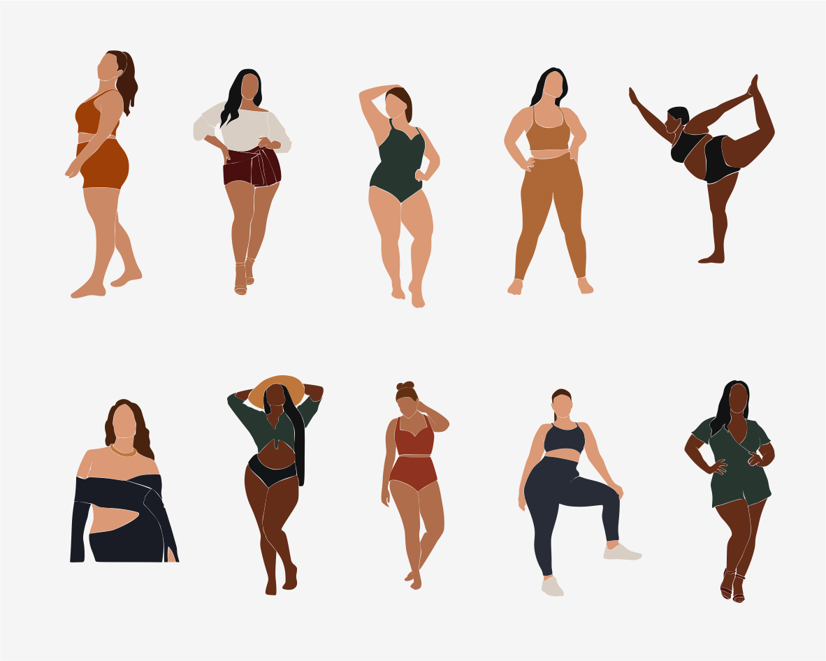Curvy Woman SVG, abstract clip art, curvy girls, black woman