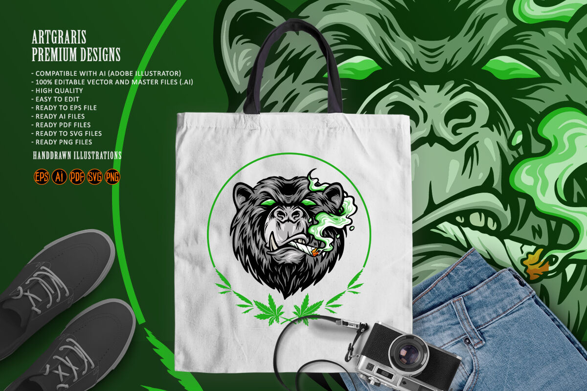 Cannabis design Just Smoke Tiger head Digital Art by Ari Shok - Pixels