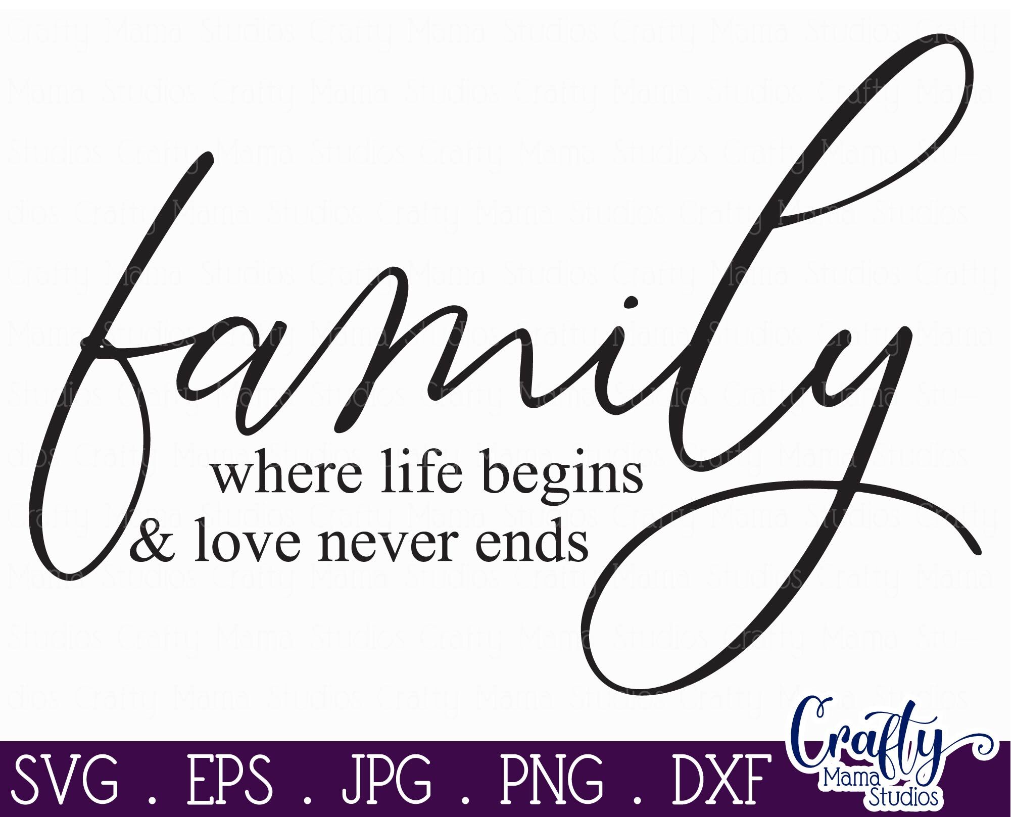 Download Family Where Life Begins Farmhouse Svg Home Sign Svg File By Crafty Mama Studios Thehungryjpeg Com
