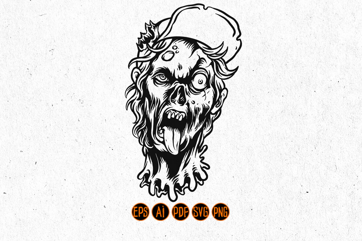 Download Silhouette Zombie Head Svg Clipart By Artgrarisstudio Thehungryjpeg Com