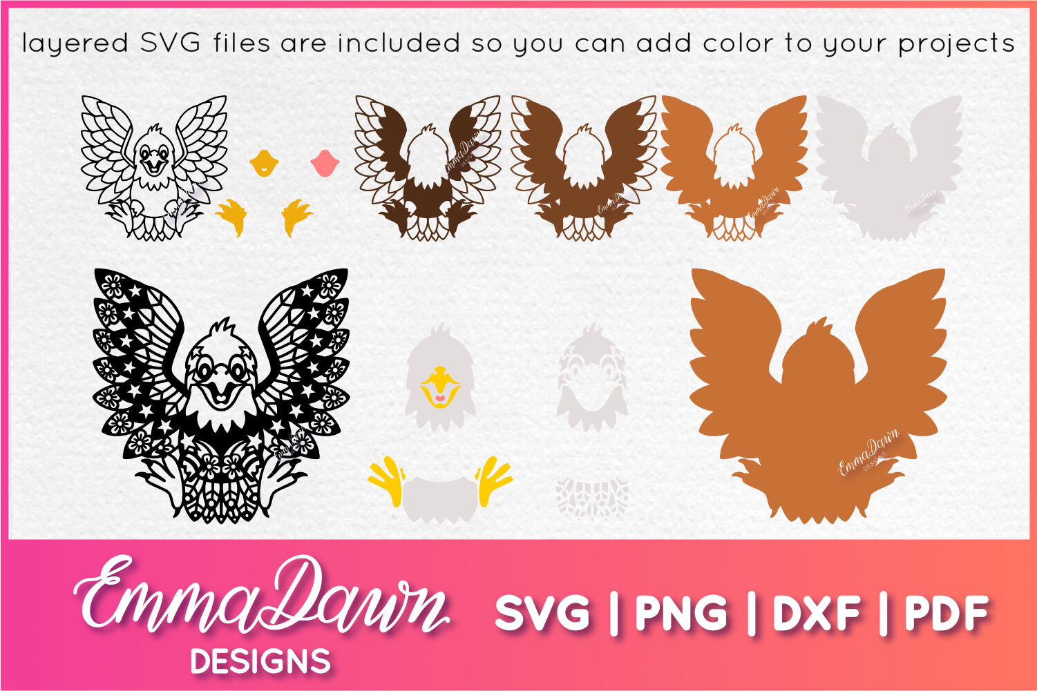 Download Earl The Eagle Svg Dxf Fcm Png Pdf Mandala Zentangle Design By Emma Dawn Designs Thehungryjpeg Com