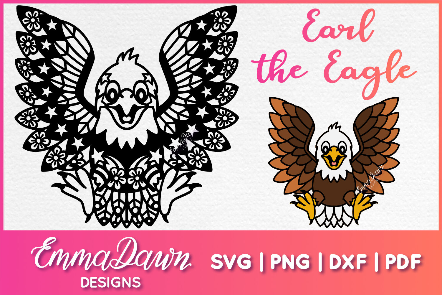 Earl The Eagle Svg Dxf Fcm Png Pdf Mandala Zentangle Design By Emma Dawn Designs Thehungryjpeg Com