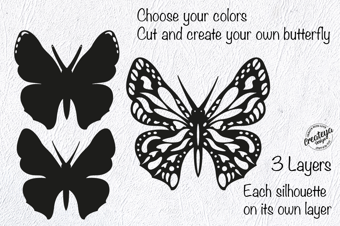 Download Butterfly Svg Layered 3d Template For Cricut Project By Createya Design Thehungryjpeg Com