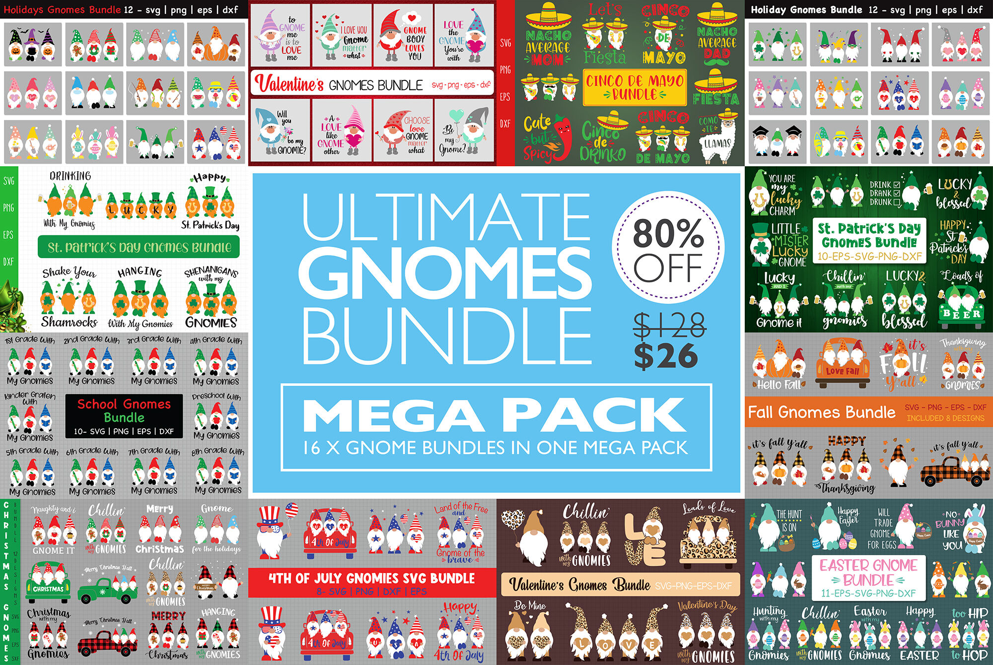 Download Mega Holidays Gnomes Bundle The Ultimate Giga Gnomes Bundle Svg Holi By All About Svg Thehungryjpeg Com