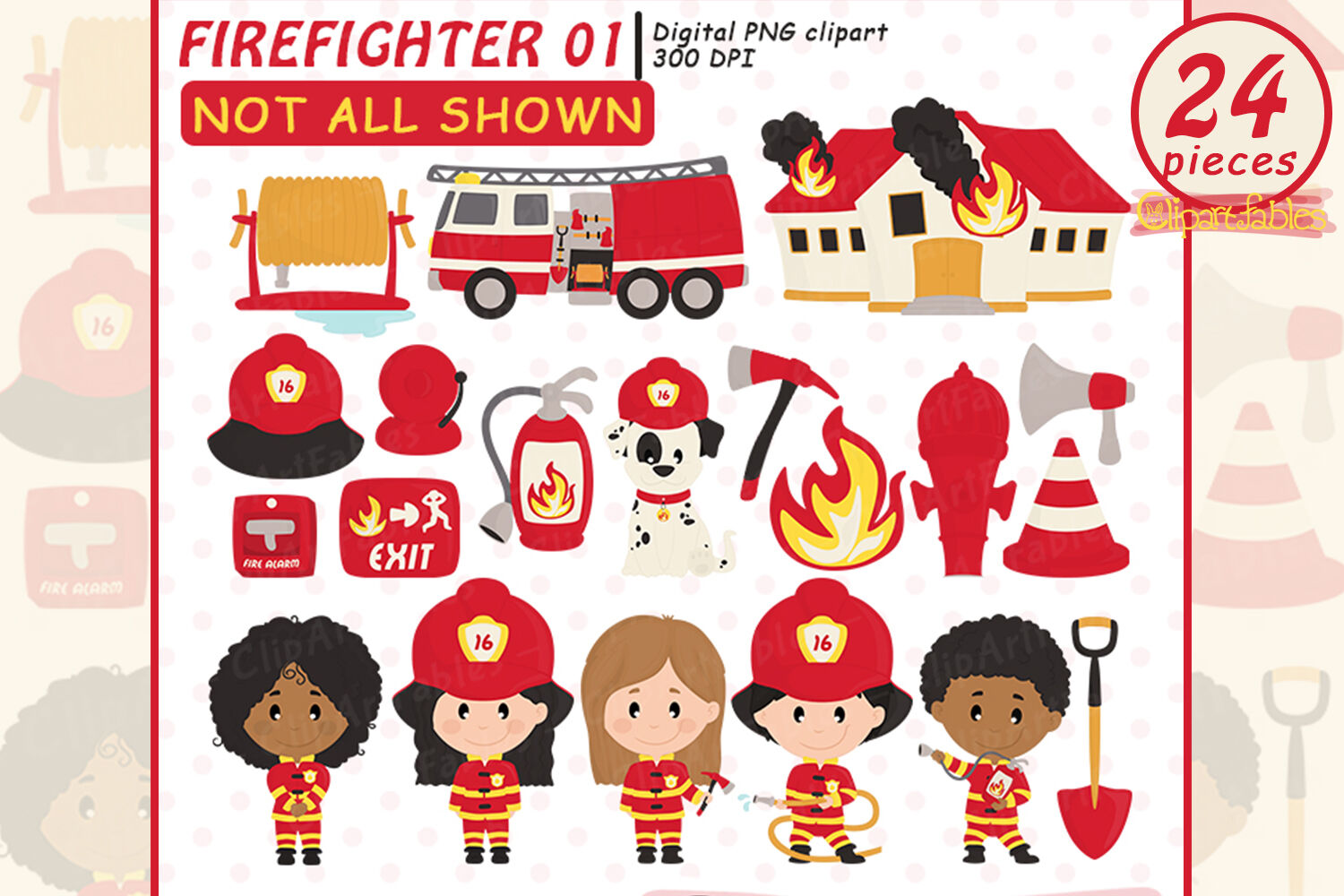 Cute Firefighter Clip Art Fire Truck Clipart By Clipartfables