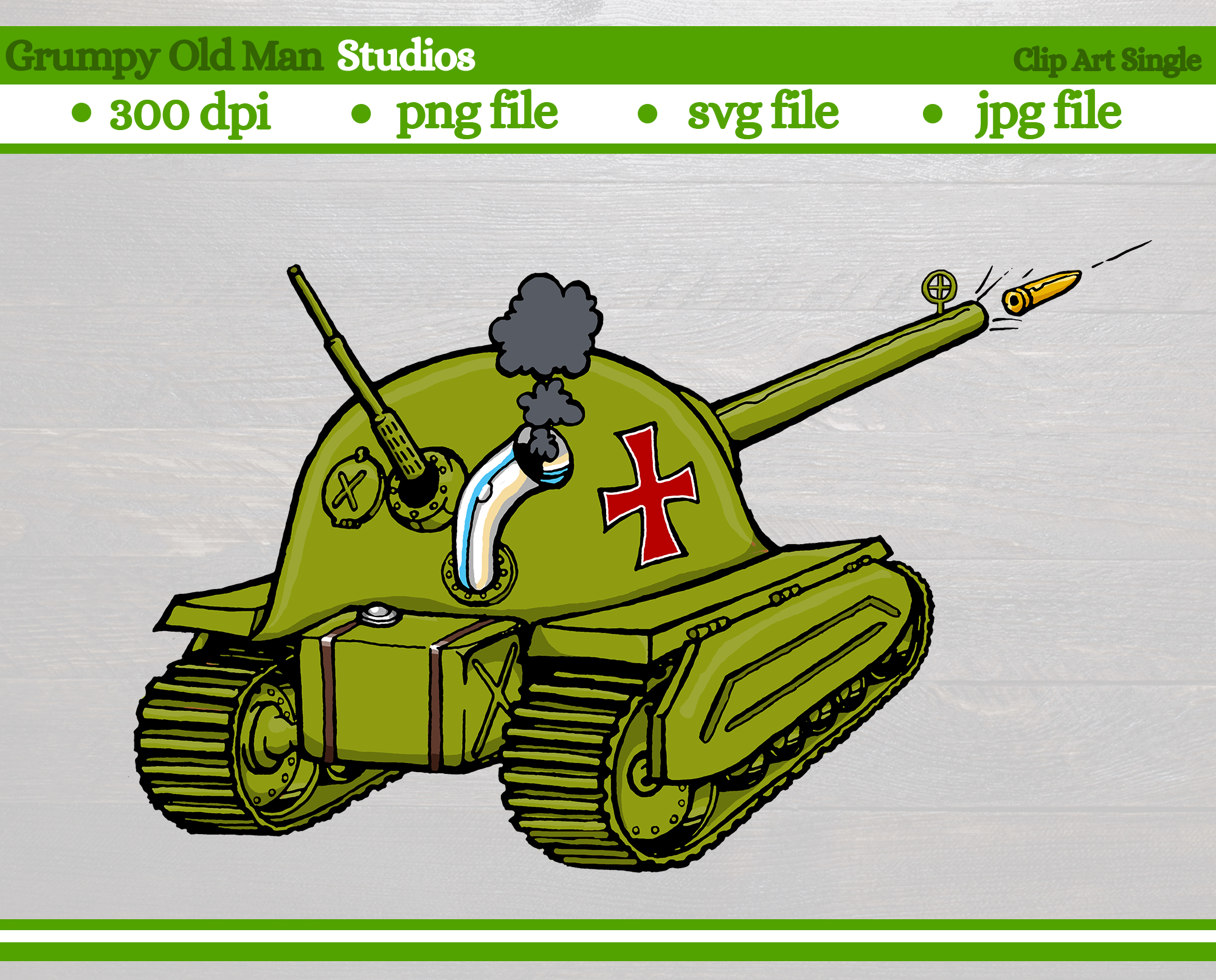 Cartoon Army Tank | WW2 German tank By Grumpy Old Man Studios |  TheHungryJPEG