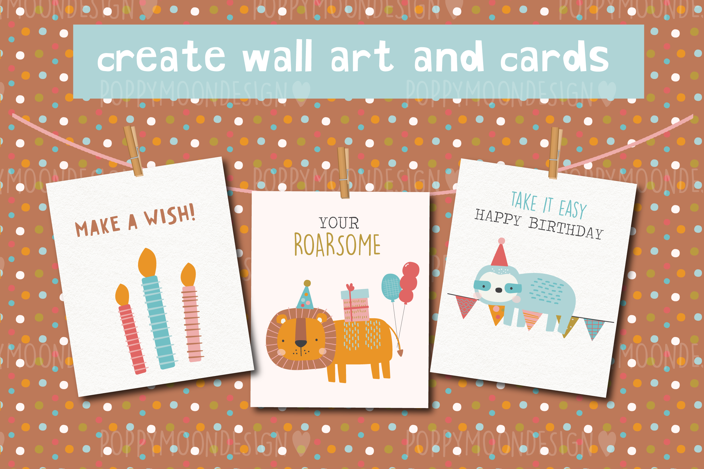 Roarsome clipart set By Poppymoon Design