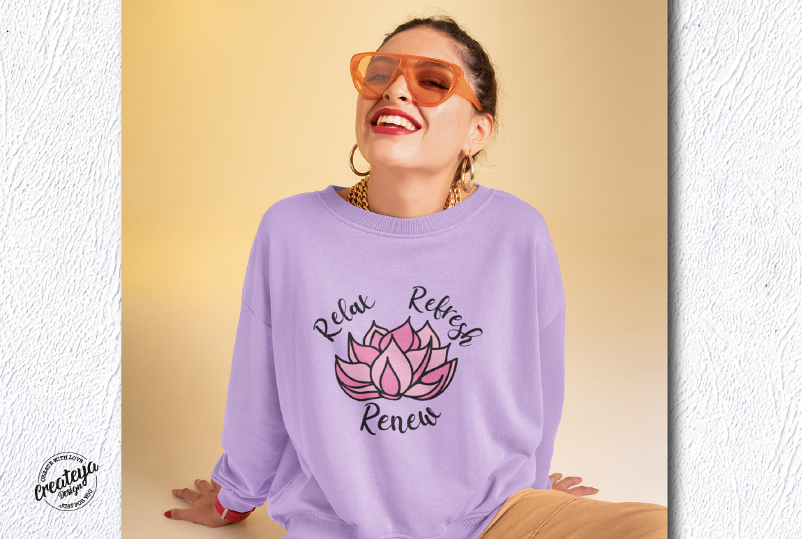 Lotus Flower SVG Template with Yoga Inspirational quote Relax