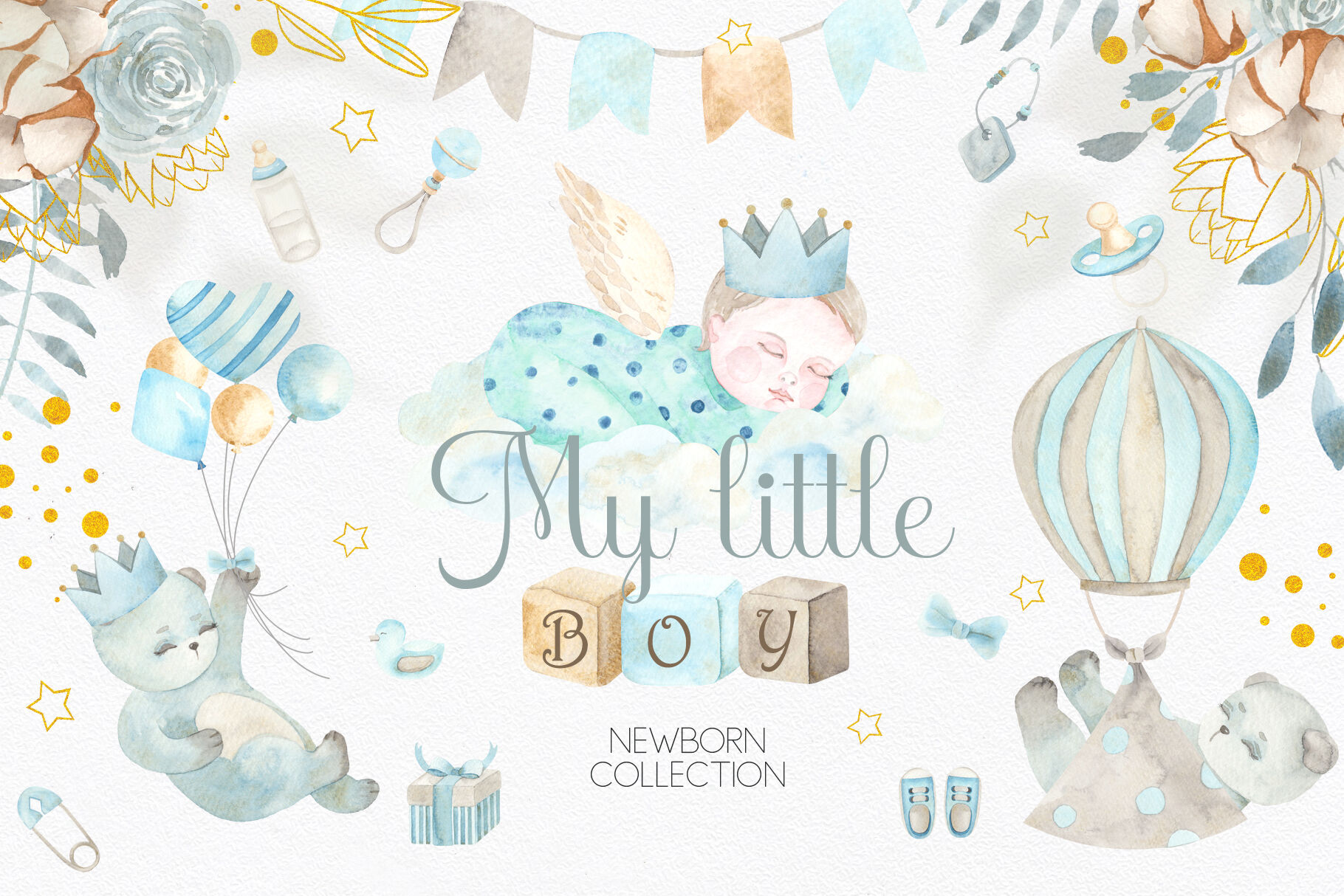 Download My Little Boy Watercolor Collection By Ana Sakuta Thehungryjpeg Com