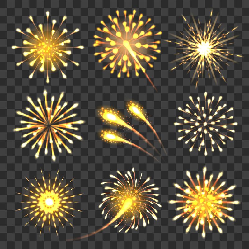 Golden cheers fireworks By vectortatu | TheHungryJPEG