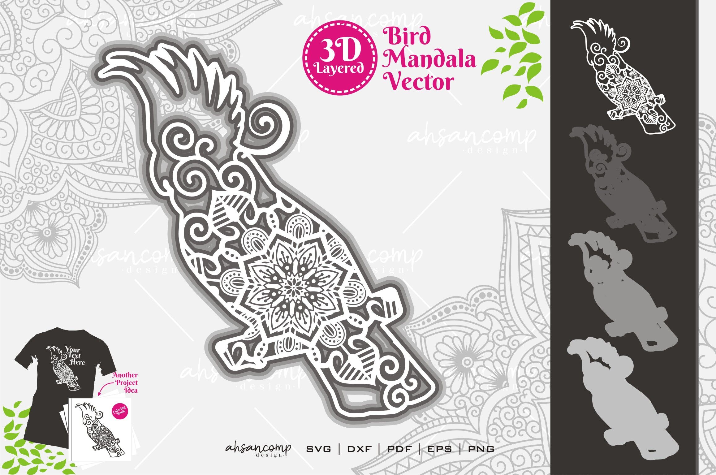 Download Cockatoo Mandala Svg 3d Layered 1 By Ahsancomp Studio Thehungryjpeg Com