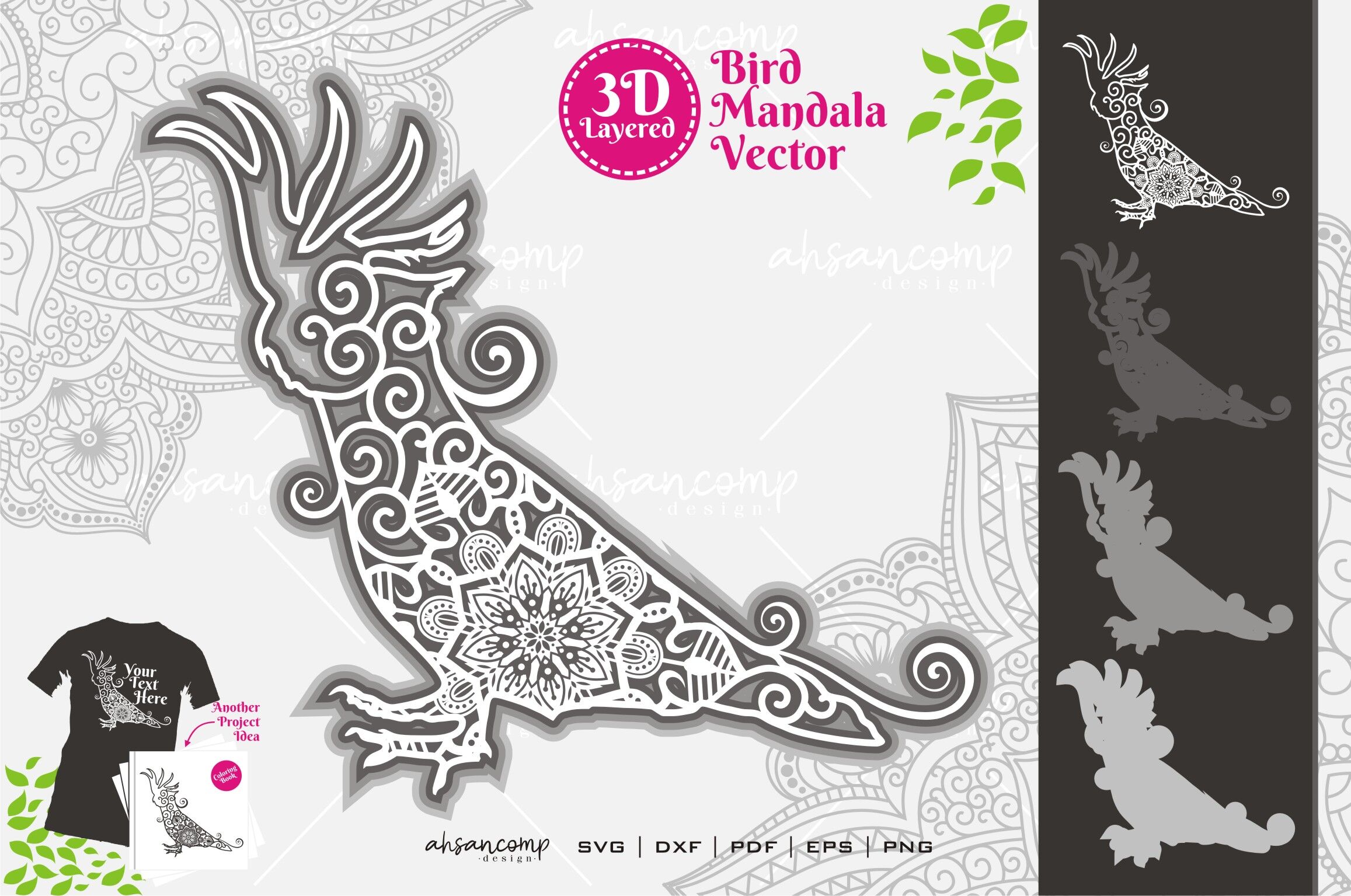 Download Cockatoo Mandala Svg 3d Layered 4 By Ahsancomp Studio Thehungryjpeg Com