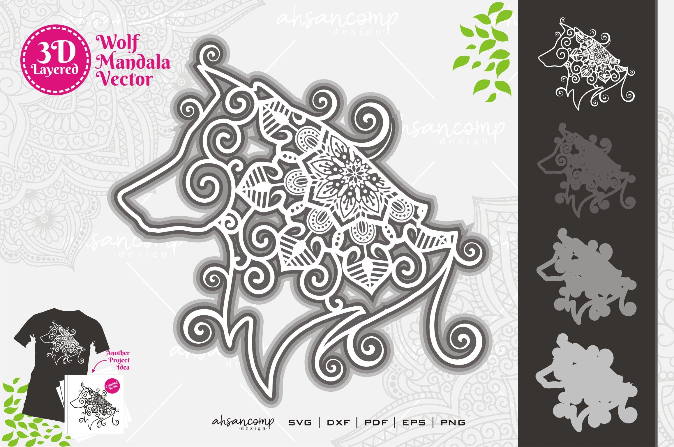 Download Wolf Mandala Svg 3d Layered 1 By Ahsancomp Studio Thehungryjpeg Com