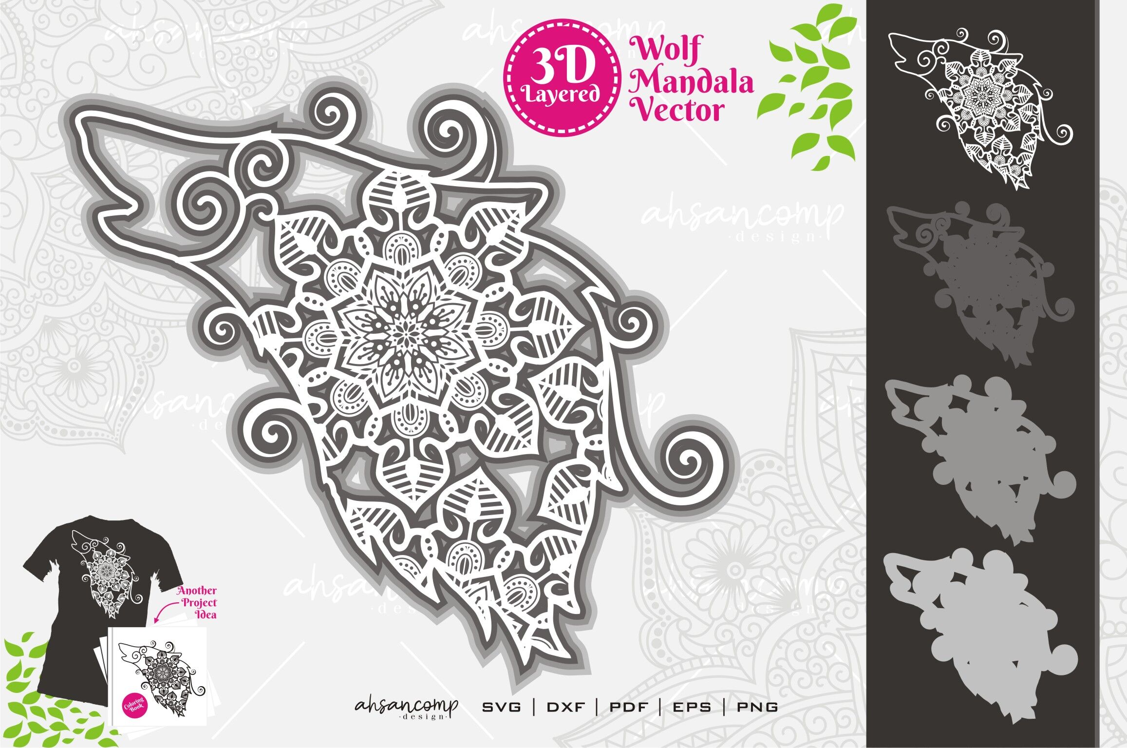 Free Free Layered Wolf Mandala 481 SVG PNG EPS DXF File