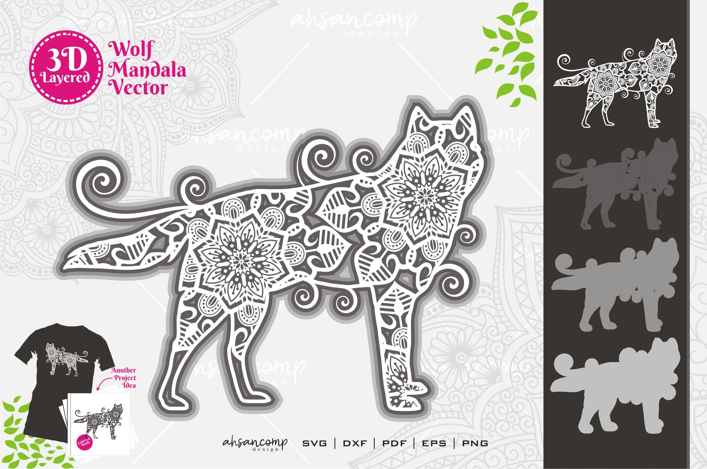 Download Wolf Mandala Svg 3d Layered 4 By Ahsancomp Studio Thehungryjpeg Com