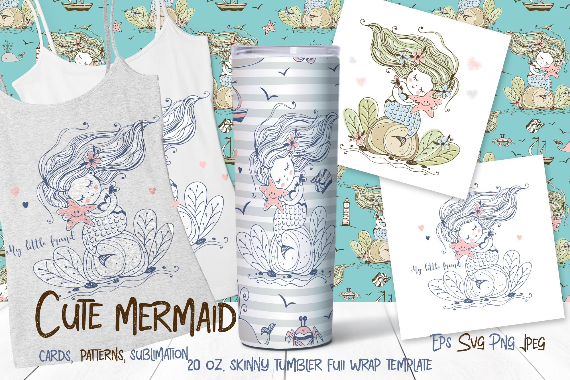 Download Skinny Tumbler Png Cute Mermaid Clipart Sublimation Png Svg By Olgagriga Art Thehungryjpeg Com