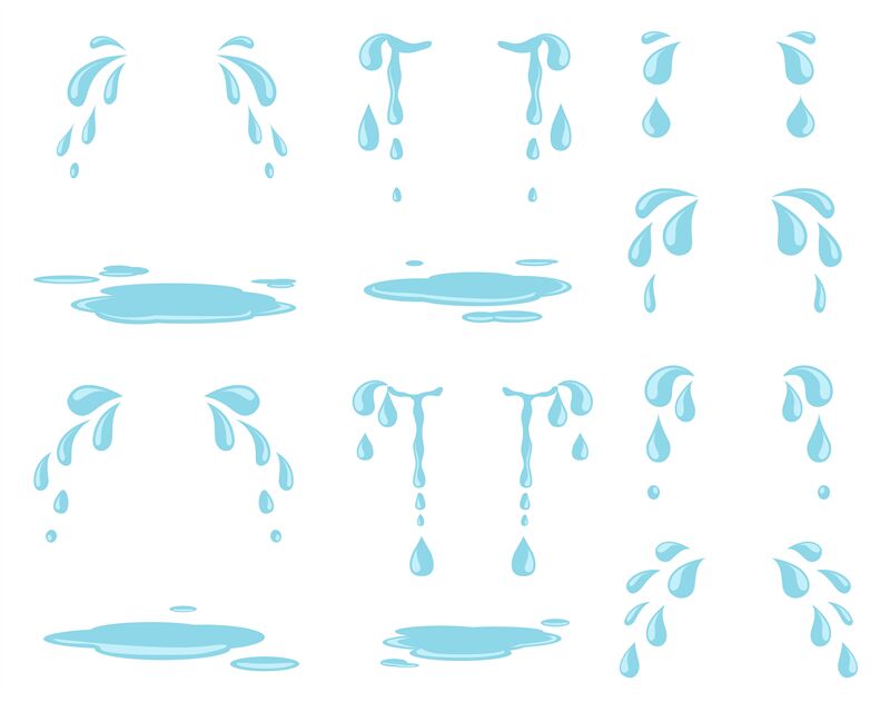 Cartoon tears. Water splash, raining drops and natural stream. Weeping By  Microvector | TheHungryJPEG