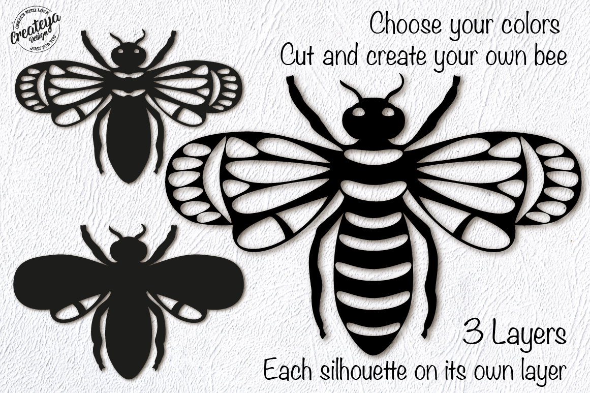 Download Bee Svg Layered 3d Template For Cricut Project By Createya Design Thehungryjpeg Com