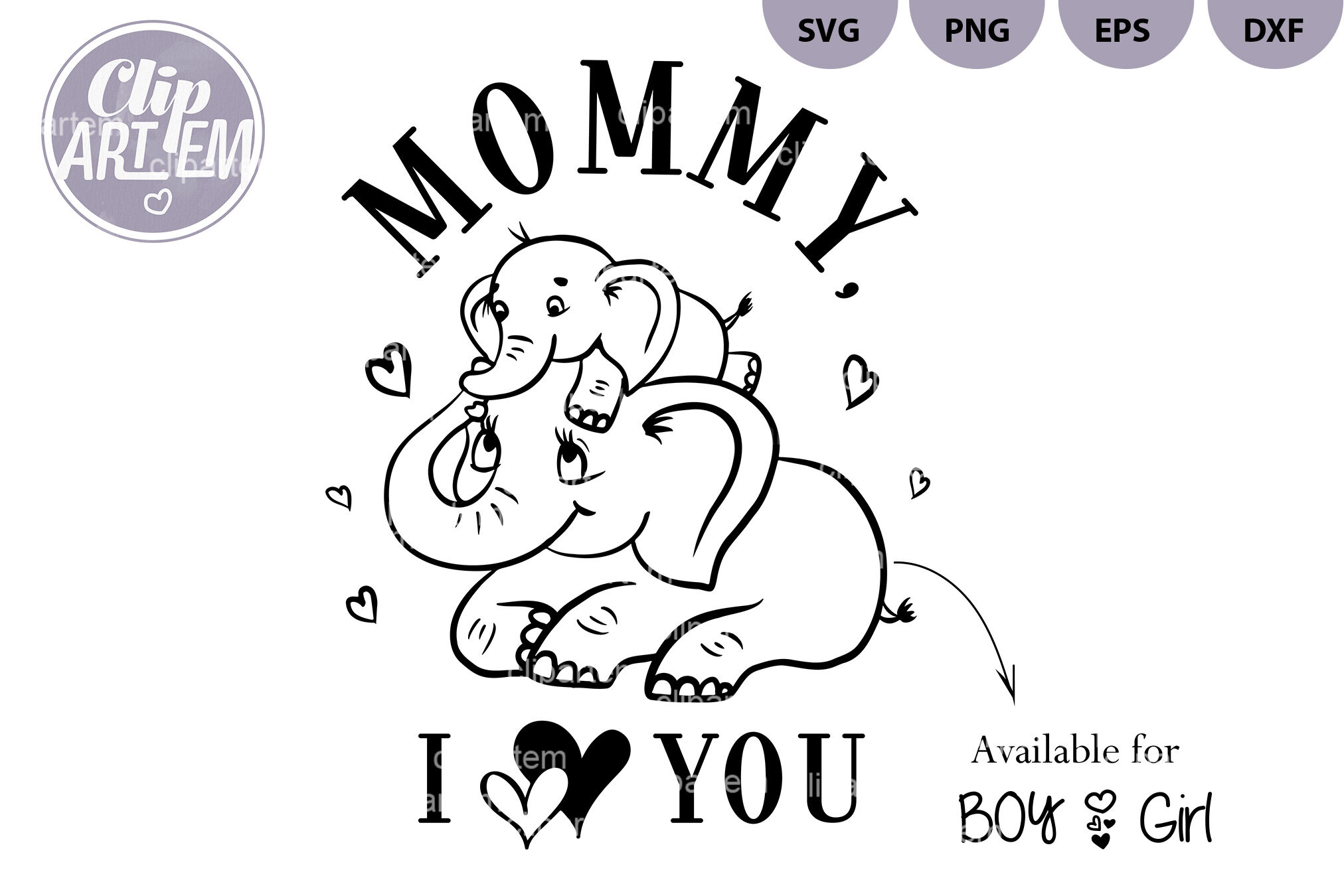 Cute Mother Baby Boy Girl Elephant Mommy I Love You Svg Png Vector By Clipartem Thehungryjpeg Com