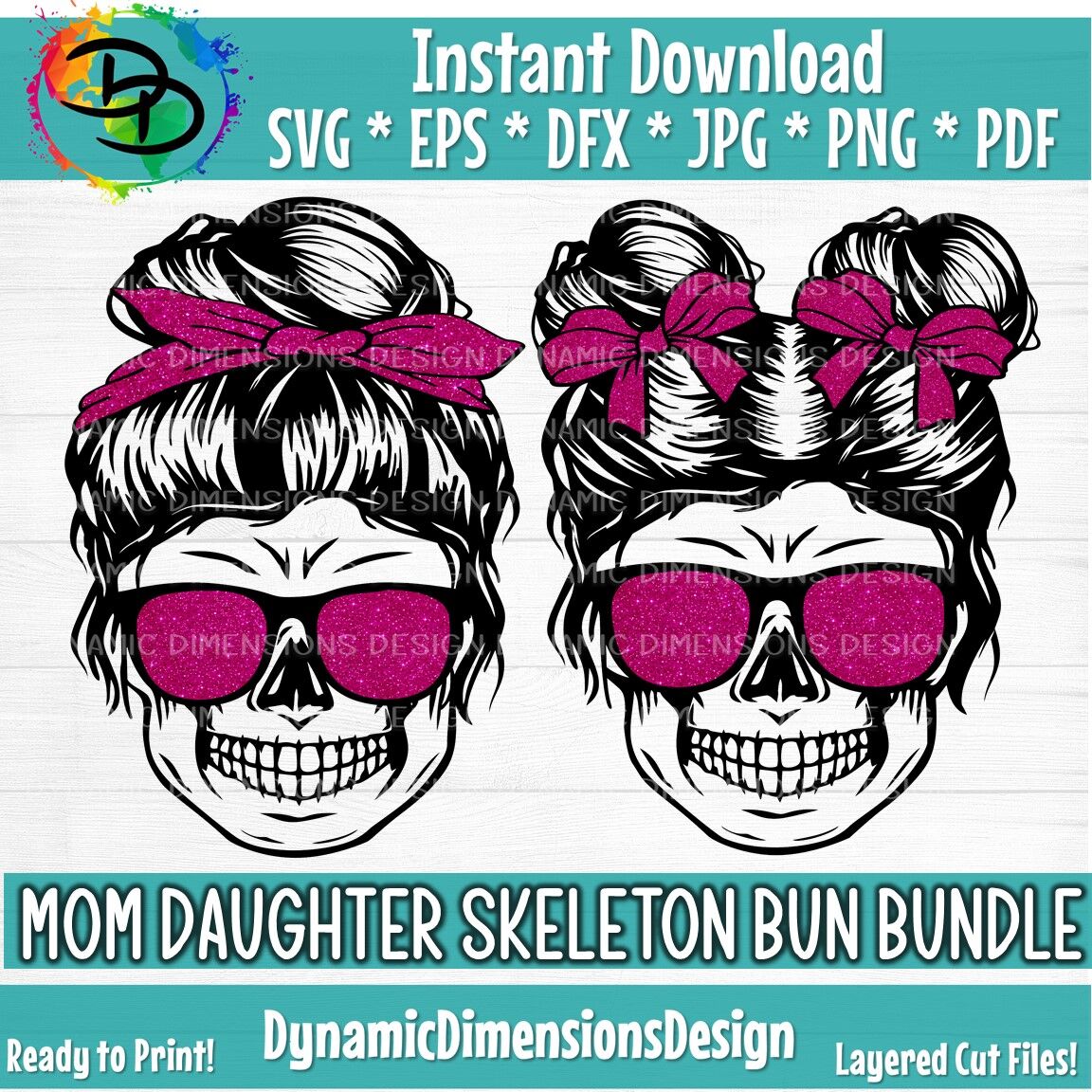Messy Bun Skull SVG, Skull, Messy Bun Hair, Layered Mom Skull Svg Png