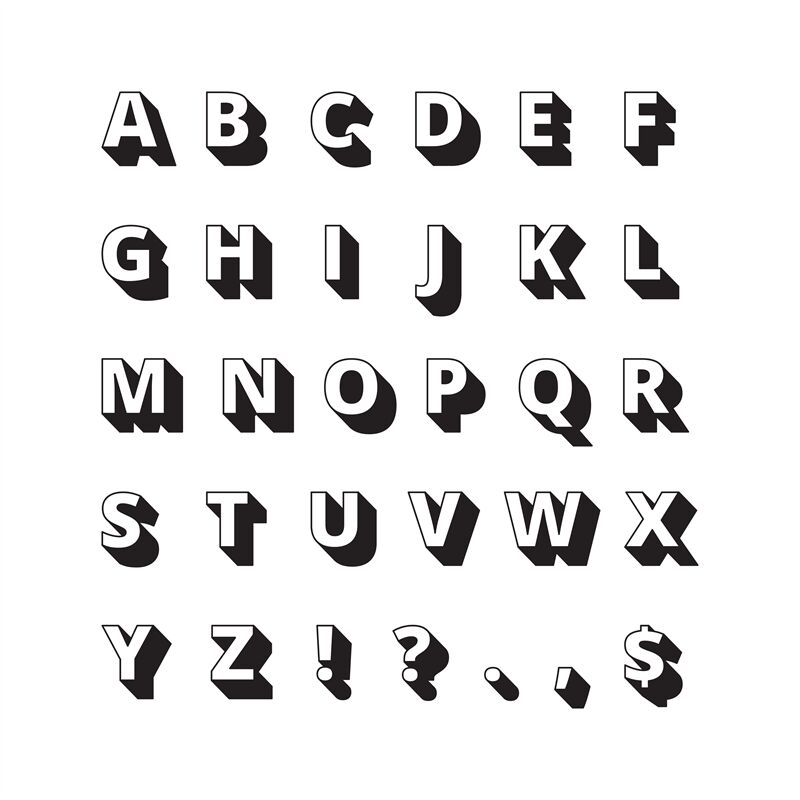 Alphabet long shadows. bold letters vector flat ONYX |