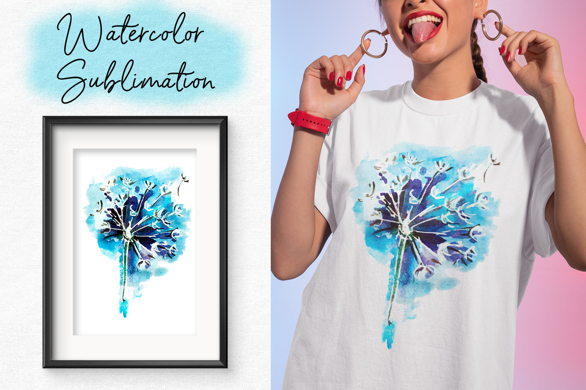Watercolor Sublimation design. Summer T shirt PNG 300 DPI By