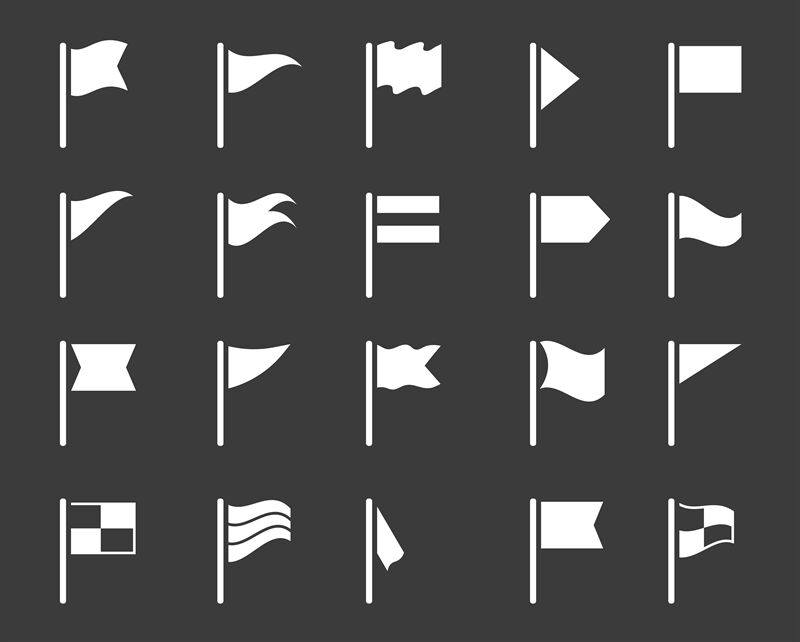 Flag icons. Gps map marking vector black elements pennant signs By ONYX ...