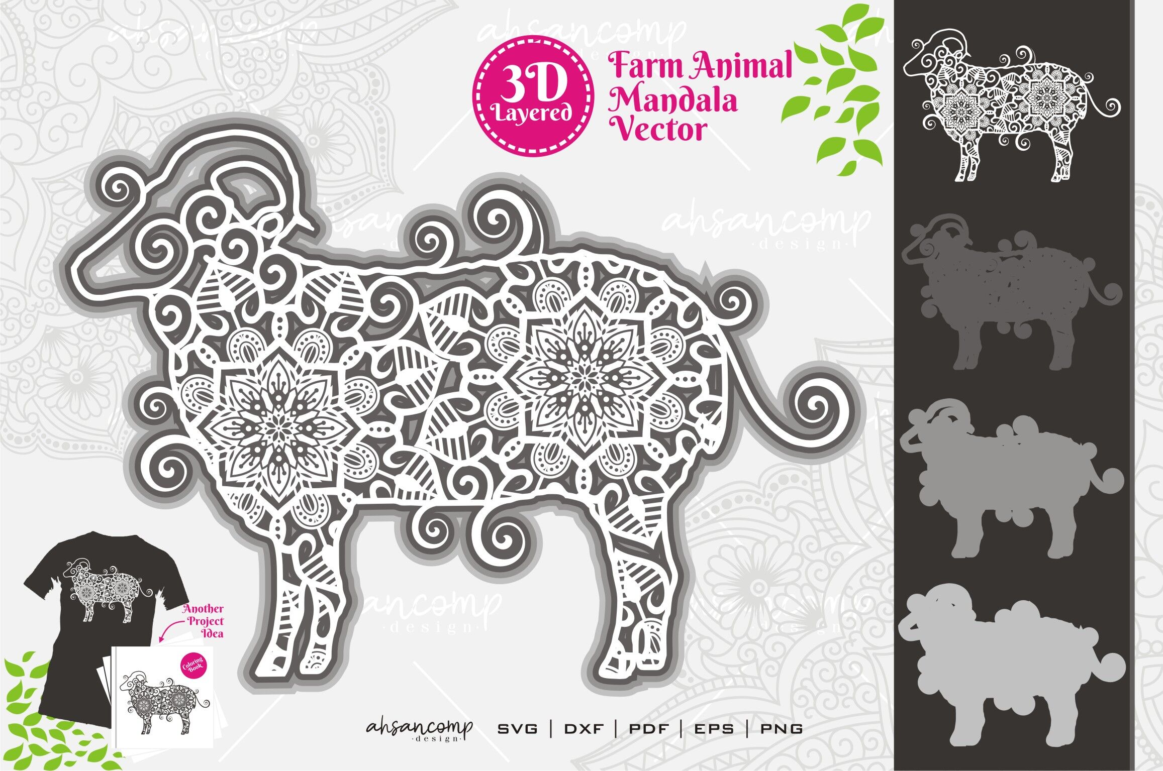 Download Farm Animal Mandala Svg 3d Layered 7 By Ahsancomp Studio Thehungryjpeg Com