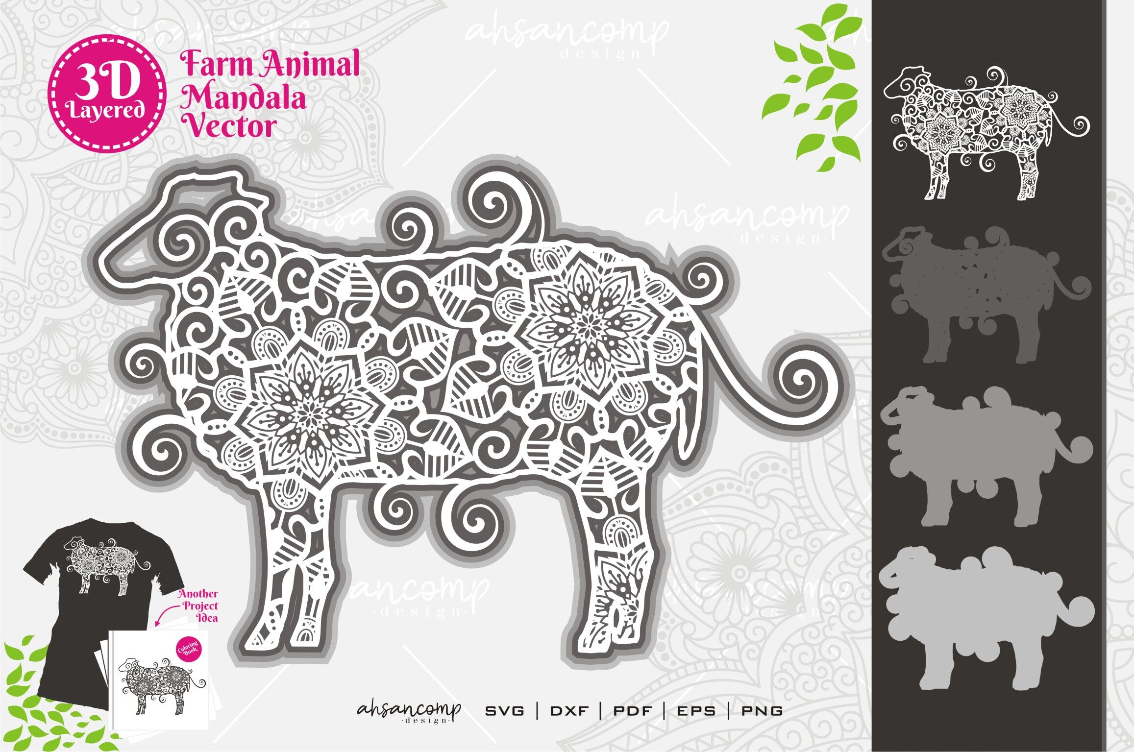 Download Farm Animal Mandala Svg 3d Layered 8 By Ahsancomp Studio Thehungryjpeg Com