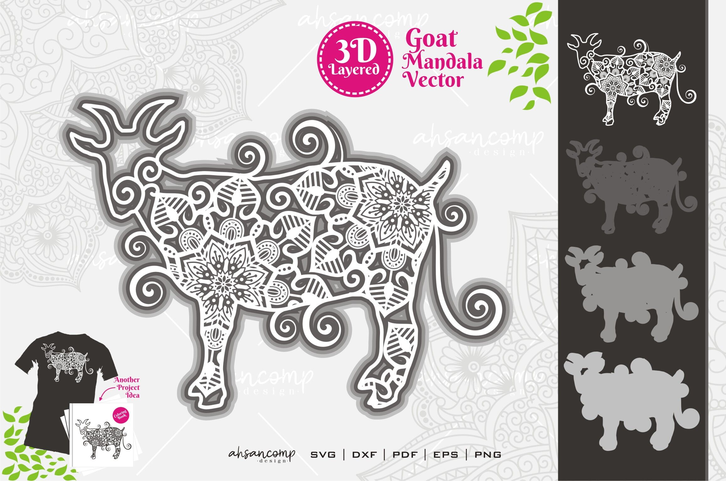 Download Goat Mandala Vector Svg 3d Layered 1 By Ahsancomp Studio Thehungryjpeg Com
