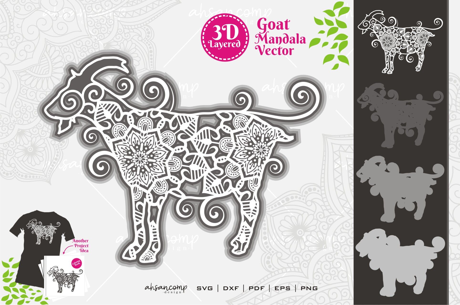 Download Goat Mandala Vector Svg 3d Layered 7 By Ahsancomp Studio Thehungryjpeg Com