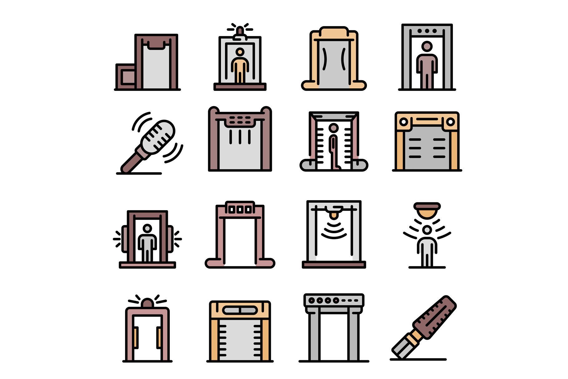 Metal detector icons set, outline style By Ylivdesign | TheHungryJPEG.com