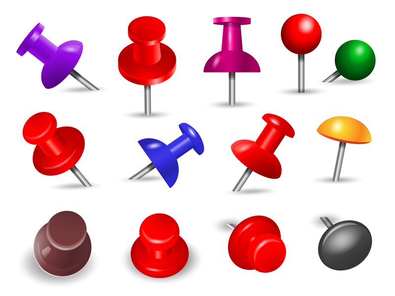 Red push pin thumbtack top view Royalty Free Vector Image